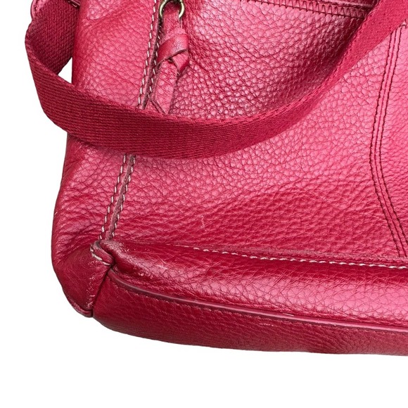 The Sak Leather Crossbody Bag Womens Purse Pebbled Leather Soft Adjustable Red - Picture 6 of 13